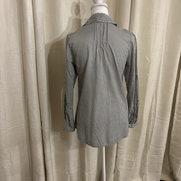 Striped Grey/white Button Up Blouse (S) - Picture 3 of 6
